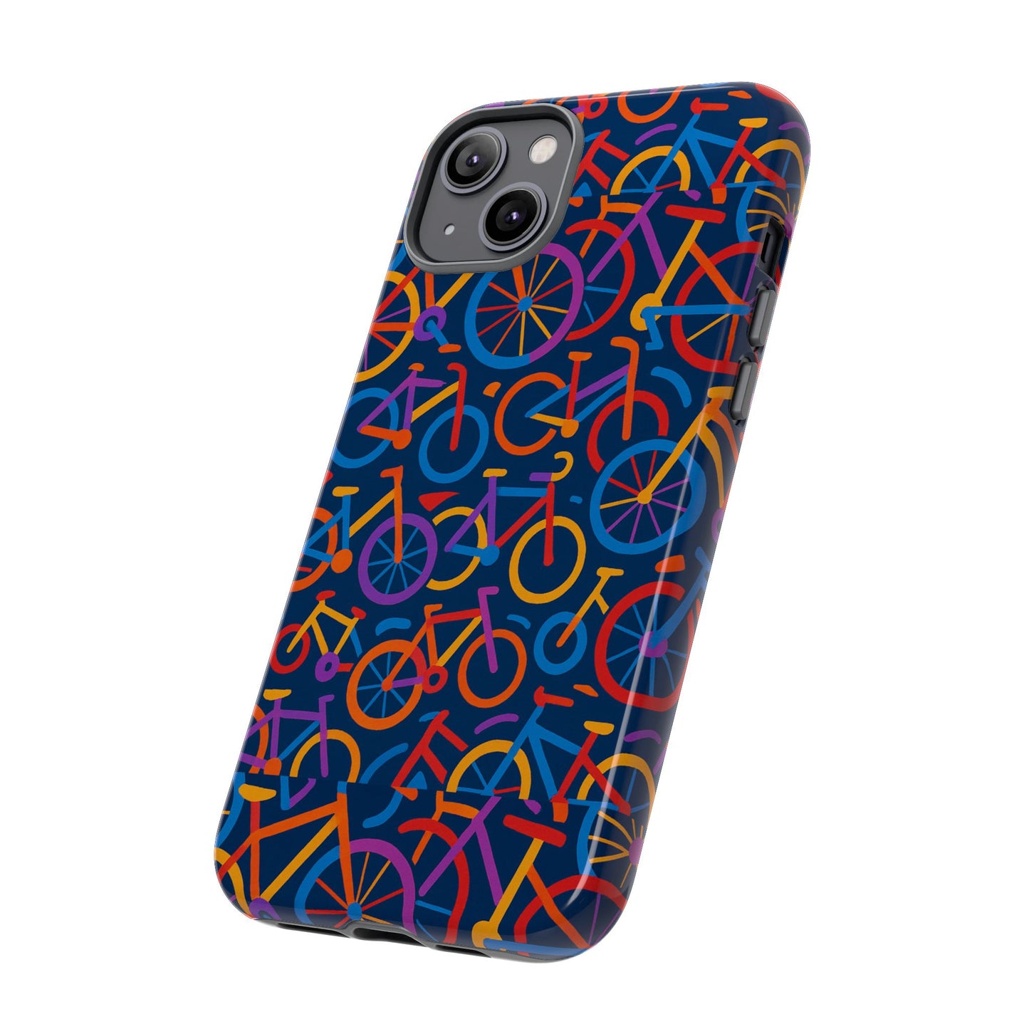 multicolour 3d bicycle pattern protective phone case stylish design for creative individuals compatible with iphone 13, 14, 15 & 16 – all models including pro, pro max & plus