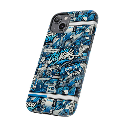 Vibrant 3D Wrap Protective Phone Case in Retro Blue Aesthetic for Stylish Protection Compatible with iPhone 13, 14, 15 & 16 – All Models Including Pro, Pro Max & Plus