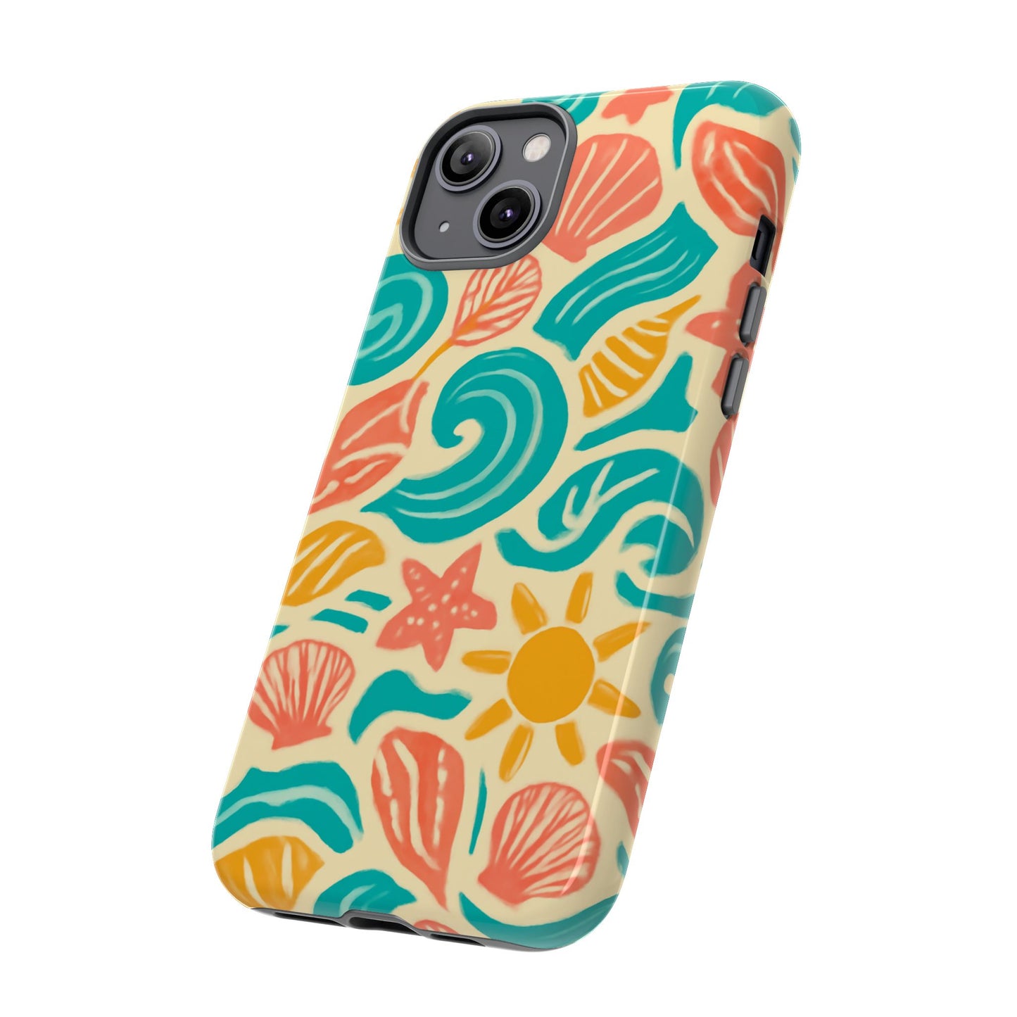 vibrant beach style protective phone case with 3d wrap design for stylish protection – compatible with iphone 13, 14, 15 & 16 – all models including pro, pro max & plus