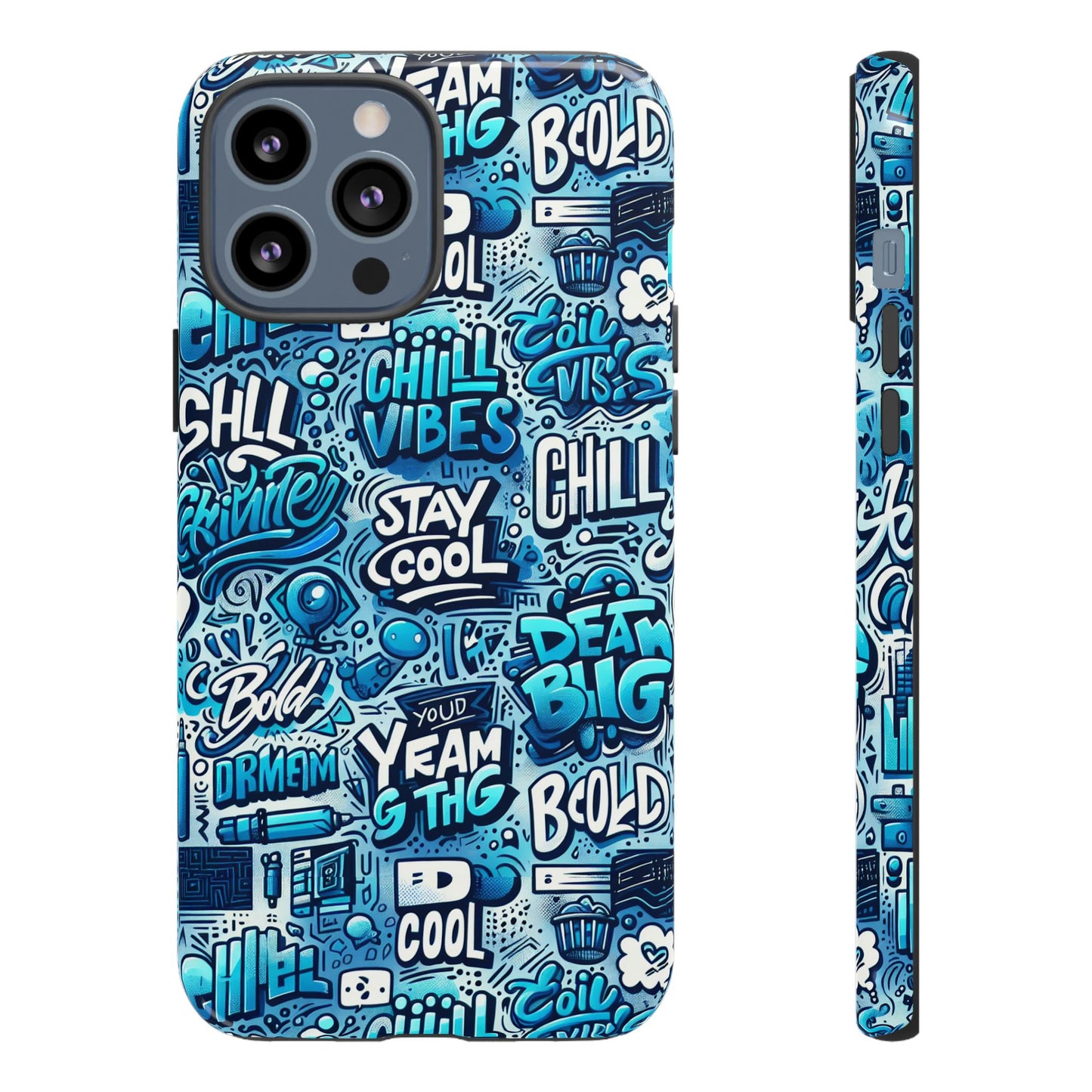 vibrant 3d wrap protective phone case with playful blue design for stylish protection compatible with iphone 13, 14, 15 & 16 – all models including pro, pro max & plus