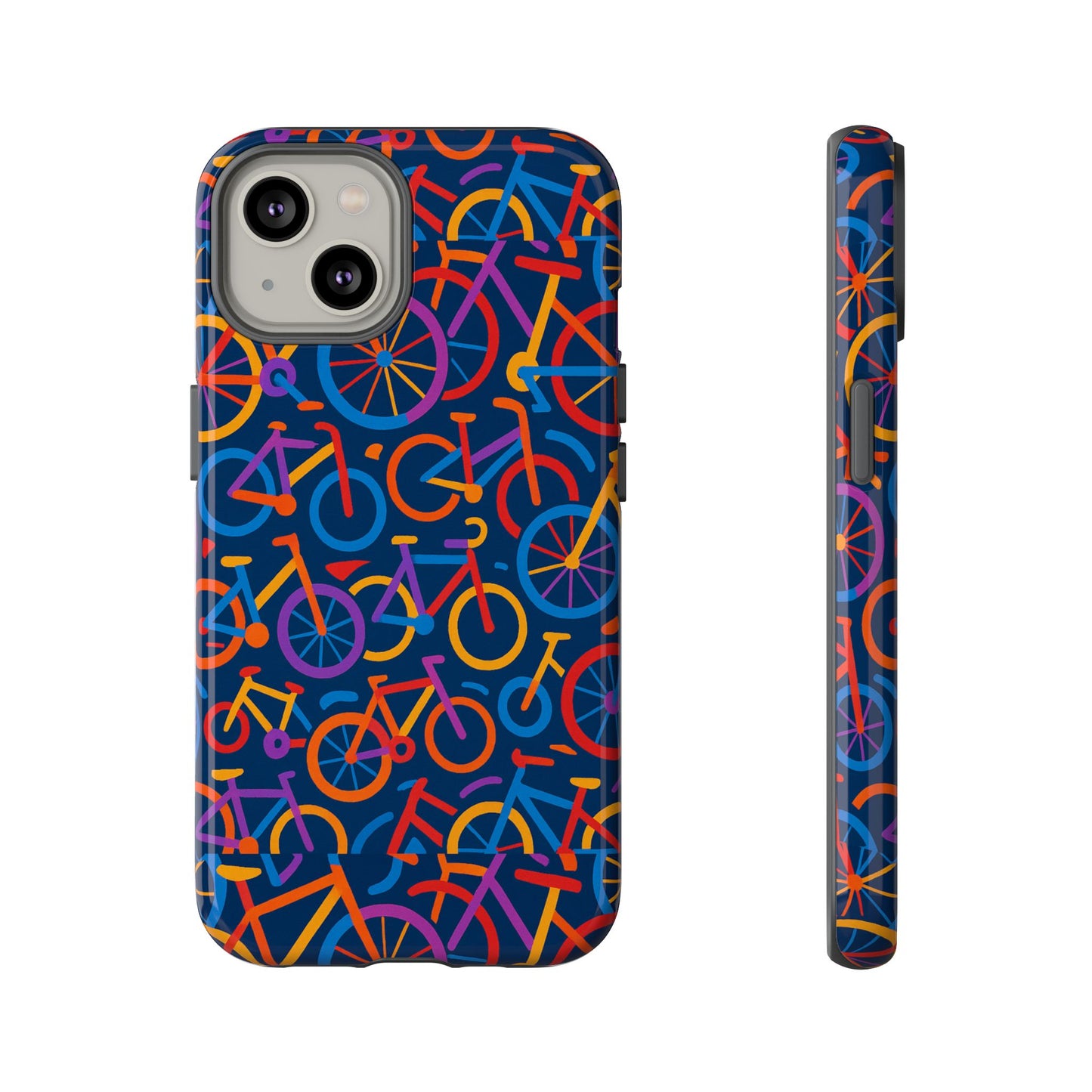 multicolour 3d bicycle pattern protective phone case stylish design for creative individuals compatible with iphone 13, 14, 15 & 16 – all models including pro, pro max & plus