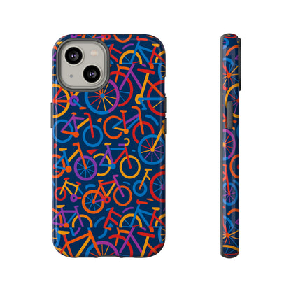 Multicolour 3D Bicycle Pattern Protective Phone Case Stylish Design for Creative Individuals Compatible with iPhone 13, 14, 15 & 16 – all models including Pro, Pro Max & Plus