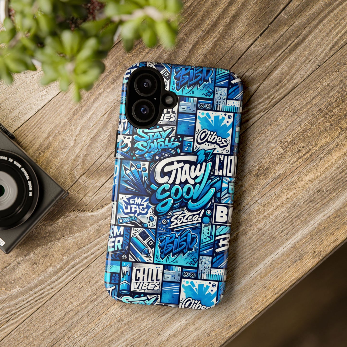 vibrant 3d graphic phone case in blue with playful design for stylish protection compatible with iphone 13, 14, 15 & 16 – all models including pro, pro max & plus