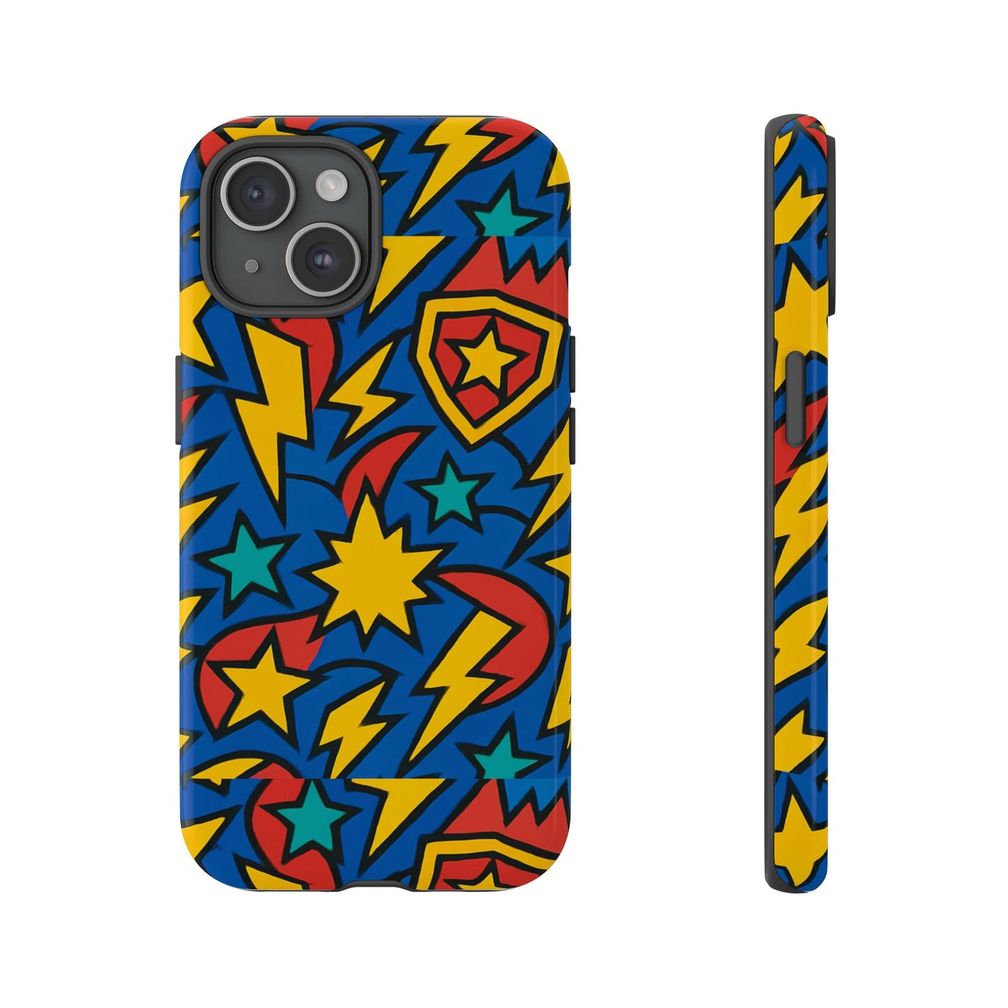 multicolour superhero phone case with 3d design for playful protection compatible with iphone 13, 14, 15 & 16 – all models including pro, pro max & plus