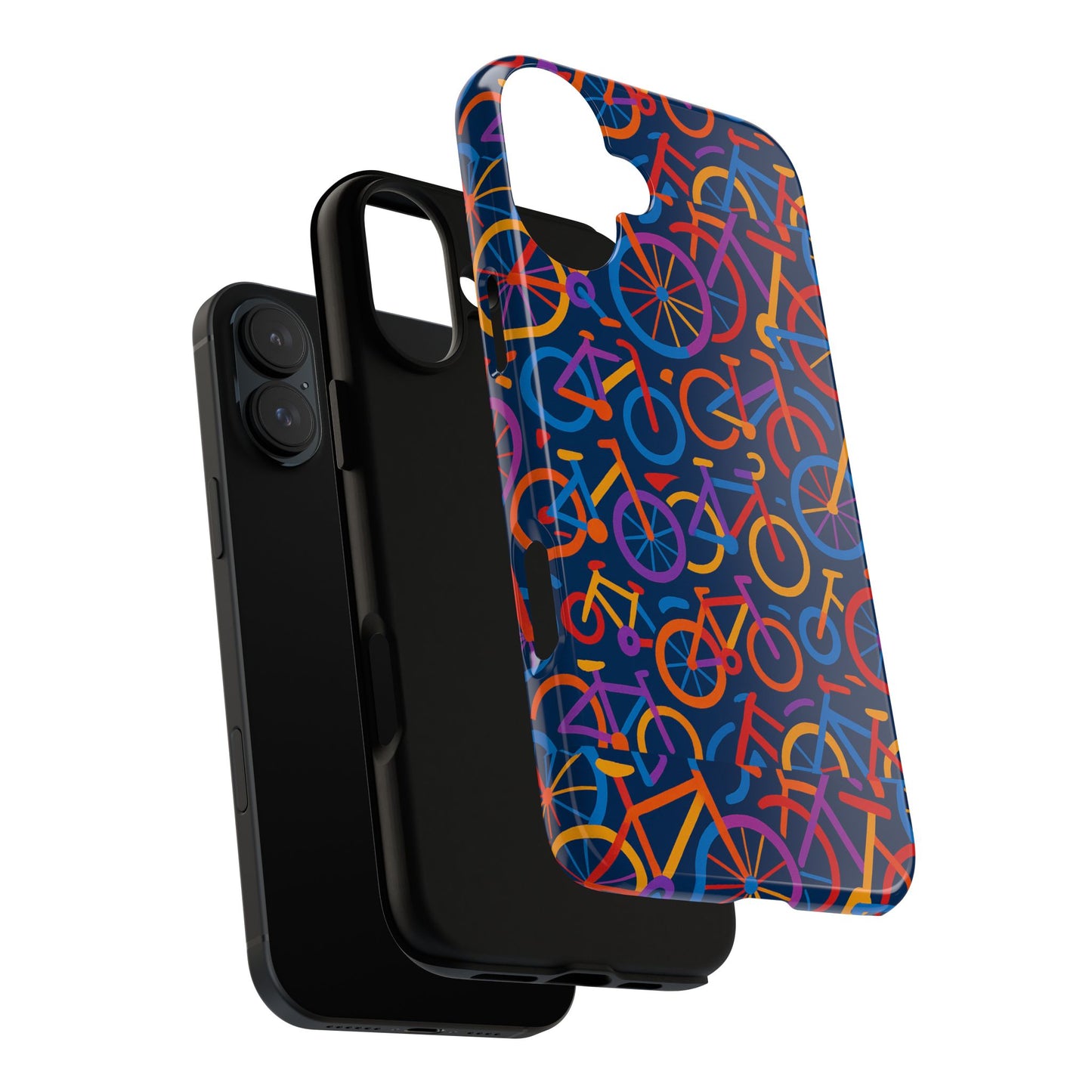 multicolour 3d bicycle pattern protective phone case stylish design for creative individuals compatible with iphone 13, 14, 15 & 16 – all models including pro, pro max & plus