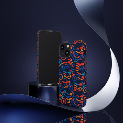 Vibrant 3D Multicolour Motorcycle Pattern Protective Phone Case for Creative Individuals – Stylish Protection Compatible with iPhone 13, 14, 15 & 16 – All Models Including Pro, Pro Max & Plus