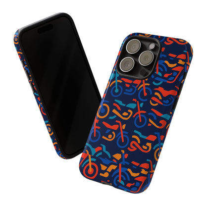 Vibrant 3D Multicolour Motorcycle Pattern Protective Phone Case for Creative Individuals – Stylish Protection Compatible with iPhone 13, 14, 15 & 16 – All Models Including Pro, Pro Max & Plus