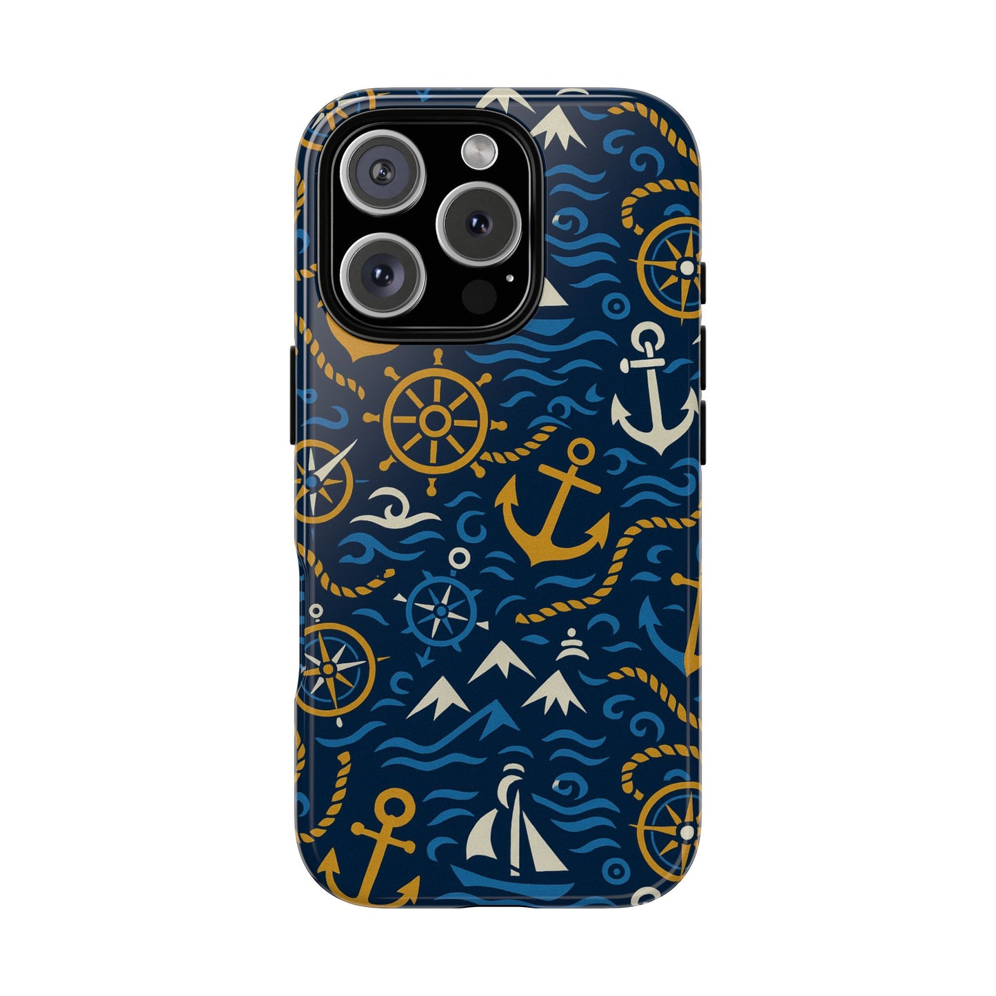 vibrant nautical blue phone case with 3d anchor design for stylish protection compatible with iphone 13, 14, 15 & 16 – all models including pro, pro max & plus
