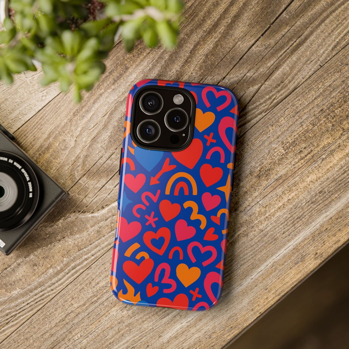 vibrant multicolour heart design protective phone case stylish accessory for self-expression compatible with iphone 13, 14, 15 & 16 – all models including pro, pro max & plus