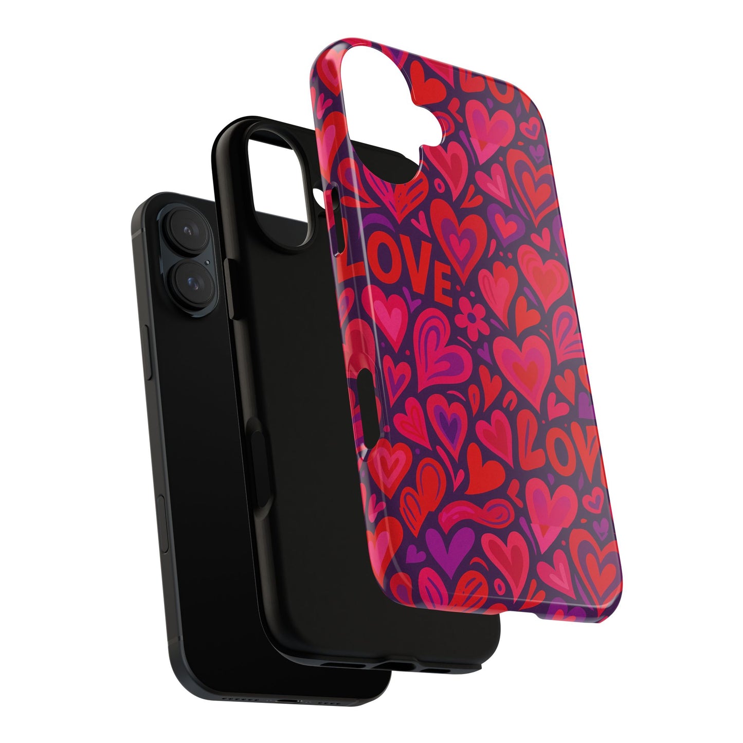 multicolour 3d heart pattern protective phone case for smartphones – vibrant design for stylish protection, compatible with iphone 13, 14, 15 & 16 – all models including pro, pro max & plus