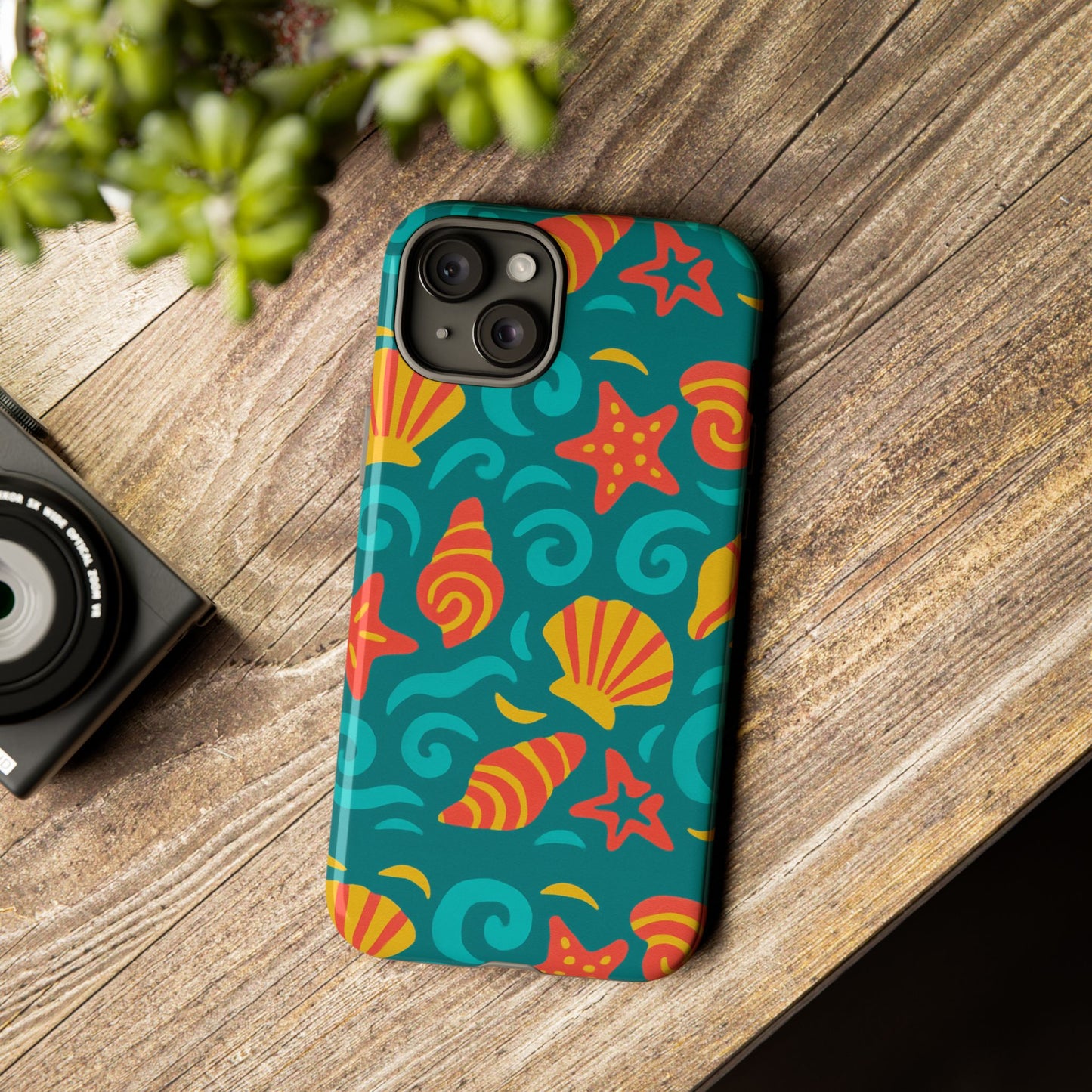 vibrant coastal shell pattern protective phone case for stylish self-expression compatible with iphone 13, 14, 15 & 16 – all models including pro, pro max & plus
