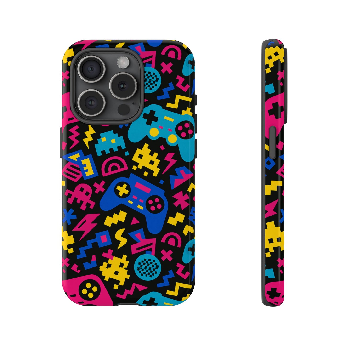 vibrant retro gaming phone case with 3d design for stylish protection compatible with iphone 13, 14, 15 & 16 – all models including pro, pro max & plus