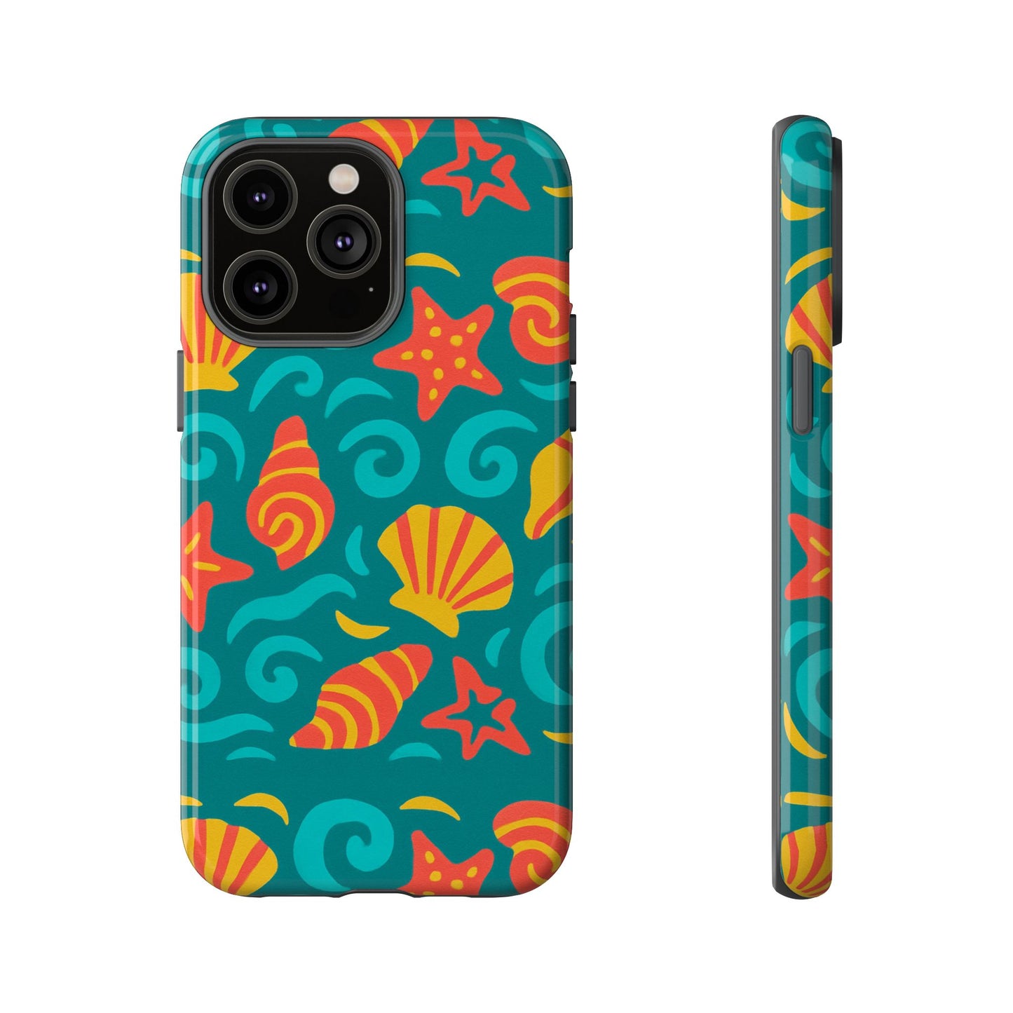 vibrant coastal shell pattern protective phone case for stylish self-expression compatible with iphone 13, 14, 15 & 16 – all models including pro, pro max & plus