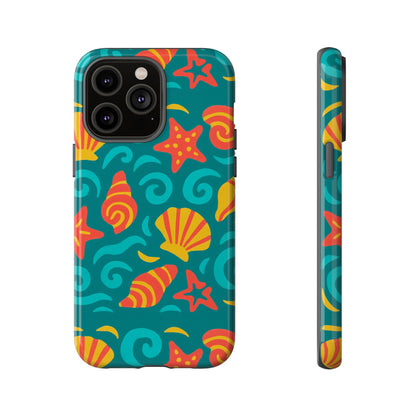 Vibrant Coastal Shell Pattern Protective Phone Case for Stylish Self-Expression Compatible with iPhone 13, 14, 15 & 16 – all models including Pro, Pro Max & Plus