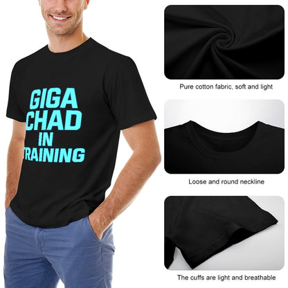 Men's T-Shirt 100% Cotton GIGA CHAD in Training Graphic T-Shirt, Bold Fitness Statement Tee for Men, Comfortable Casual Wear for Gym, Training, and Everyday Style