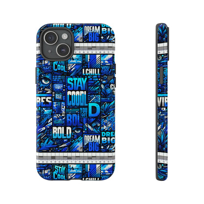 Vibrant 3D Wrap Protective Phone Case in Blue Typography Design for Unique Style – Stylish Protection Compatible with iPhone 13, 14, 15 & 16 – All Models Including Pro, Pro Max & Plus