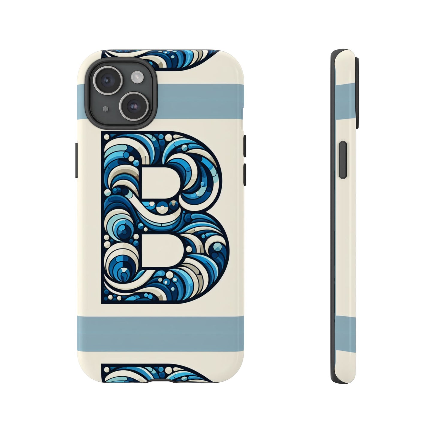 blue alphabet letter b phone case with 3d wrap and shock protection for kids and teens durable tpu cover with vibrant design