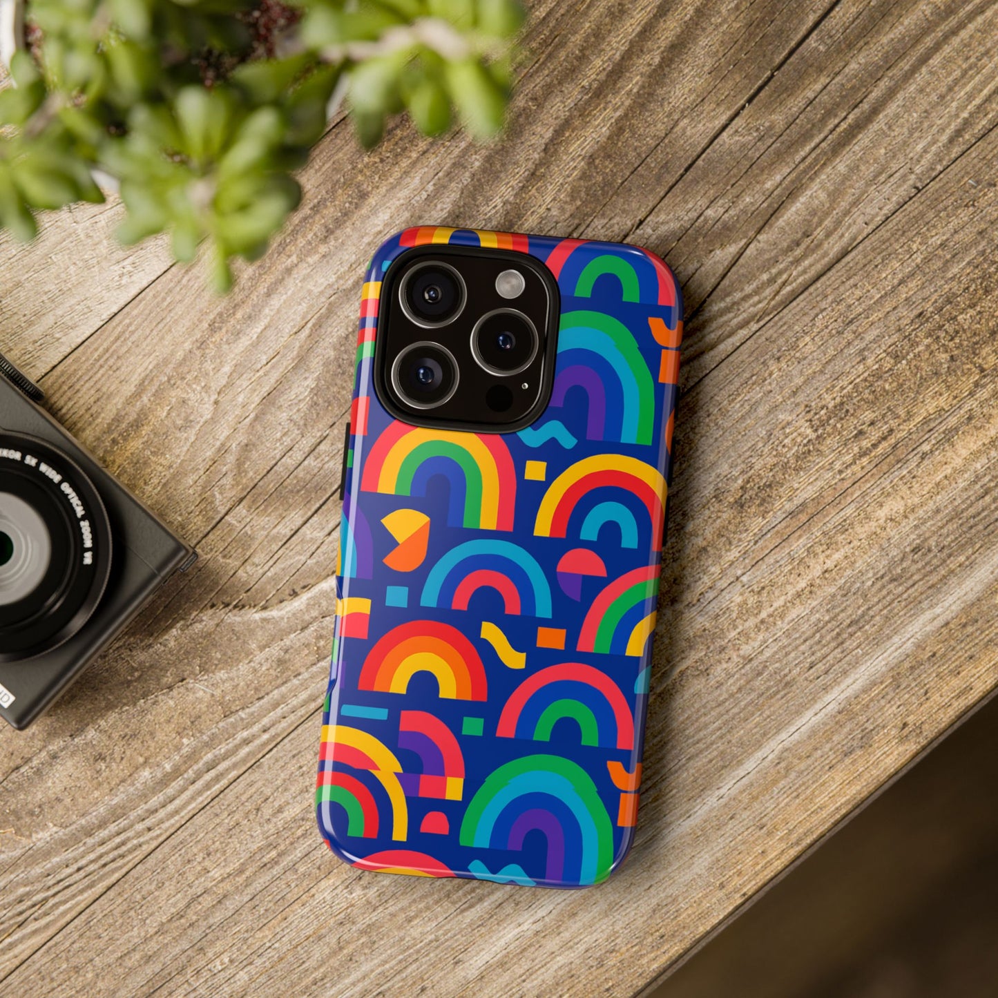 vibrant rainbow geometric 3d wrap protective phone case for stylish accessories compatible with iphone 13, 14, 15 & 16 – all models including pro, pro max & plus