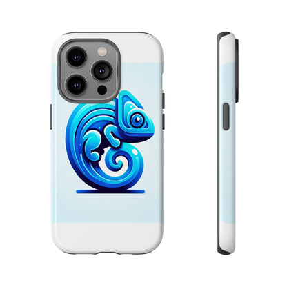 Vibrant 3D Chameleon Phone Case in Blue Retro Design for Stylish Protection – Compatible with iPhone 13, 14, 15 & 16 – all models including Pro, Pro Max & Plus