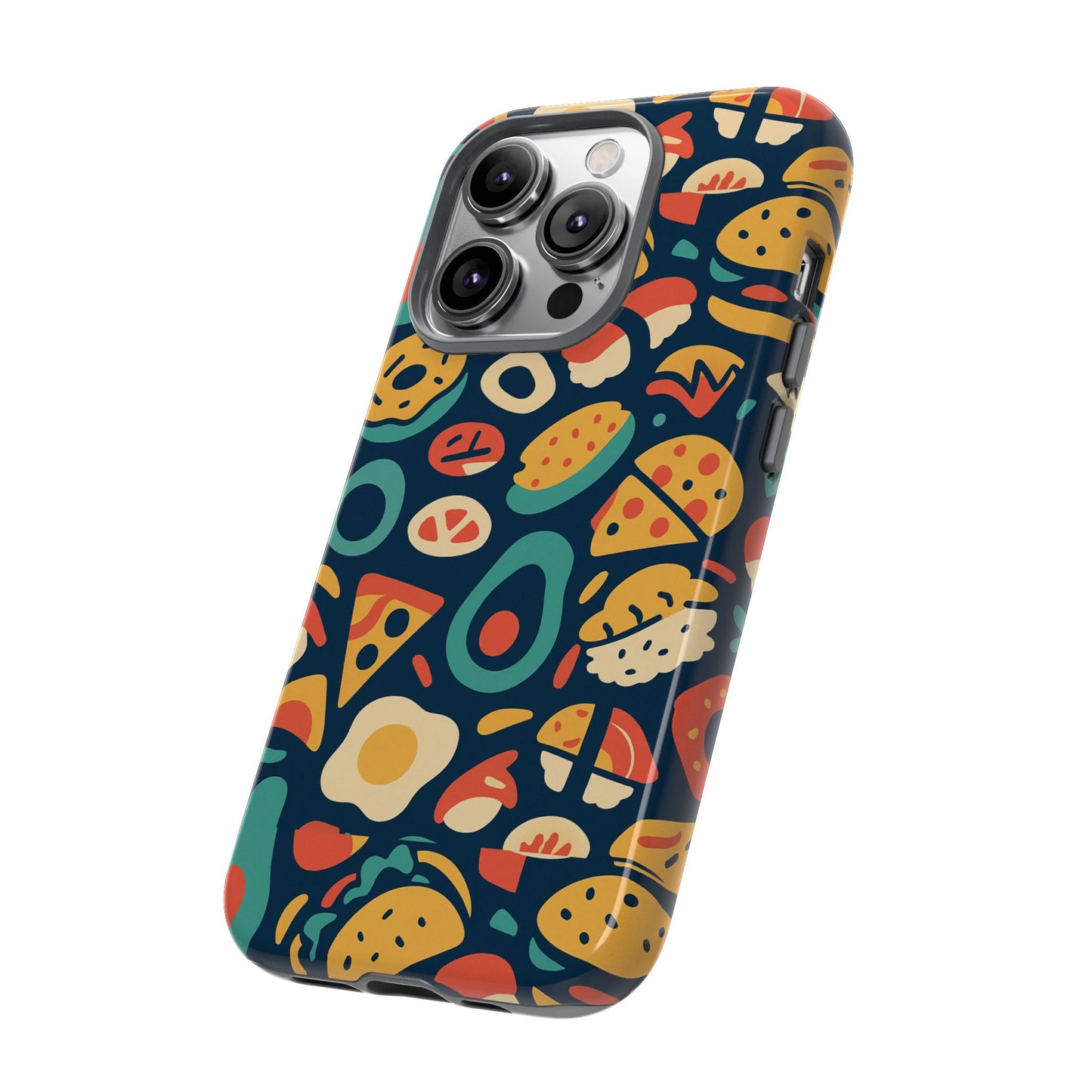 vibrant food-themed protective phone case with 3d design for stylish protection compatible with iphone 13, 14, 15 & 16 – all models including pro, pro max & plus