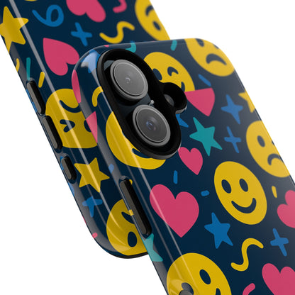 Vibrant Multicolour Emoji Phone Case with 3D Wrap Design for Playful Protection Compatible with iPhone 13, 14, 15 & 16 – all models including Pro, Pro Max & Plus