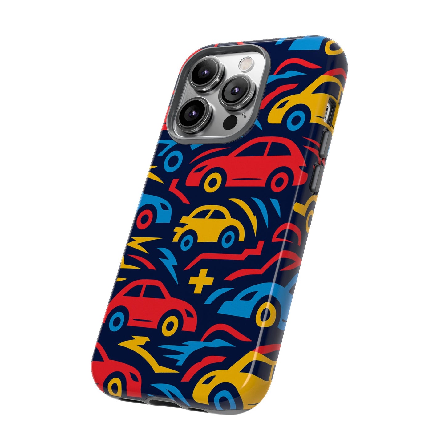 multicolour retro 3d wrap protective phone case with vibrant car design for stylish protection compatible with iphone 13, 14, 15 & 16 – all models including pro, pro max & plus