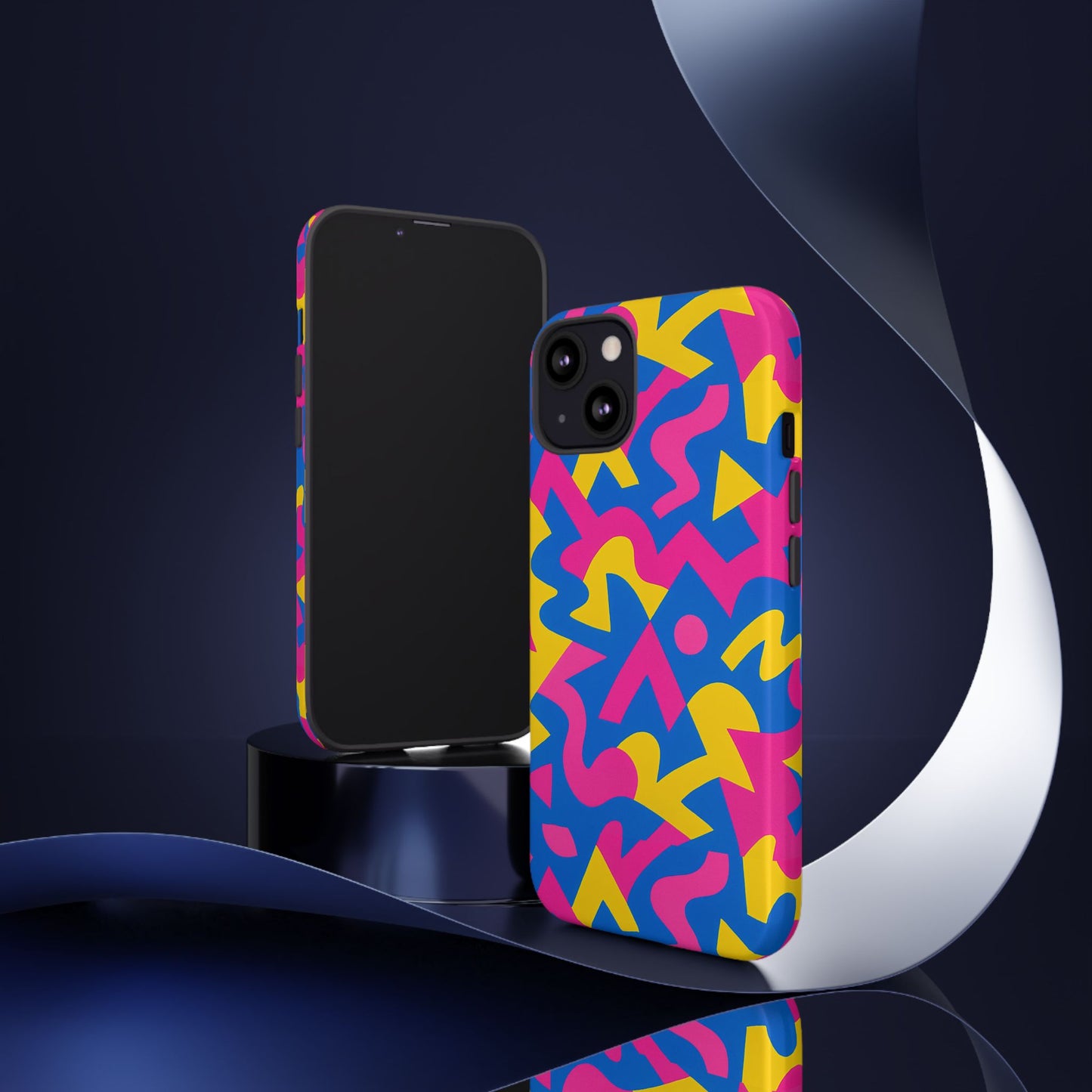vibrant y2k geometric protective phone case with 3d wrap design for unique style compatible with iphone 13, 14, 15 & 16 – all models including pro, pro max & plus