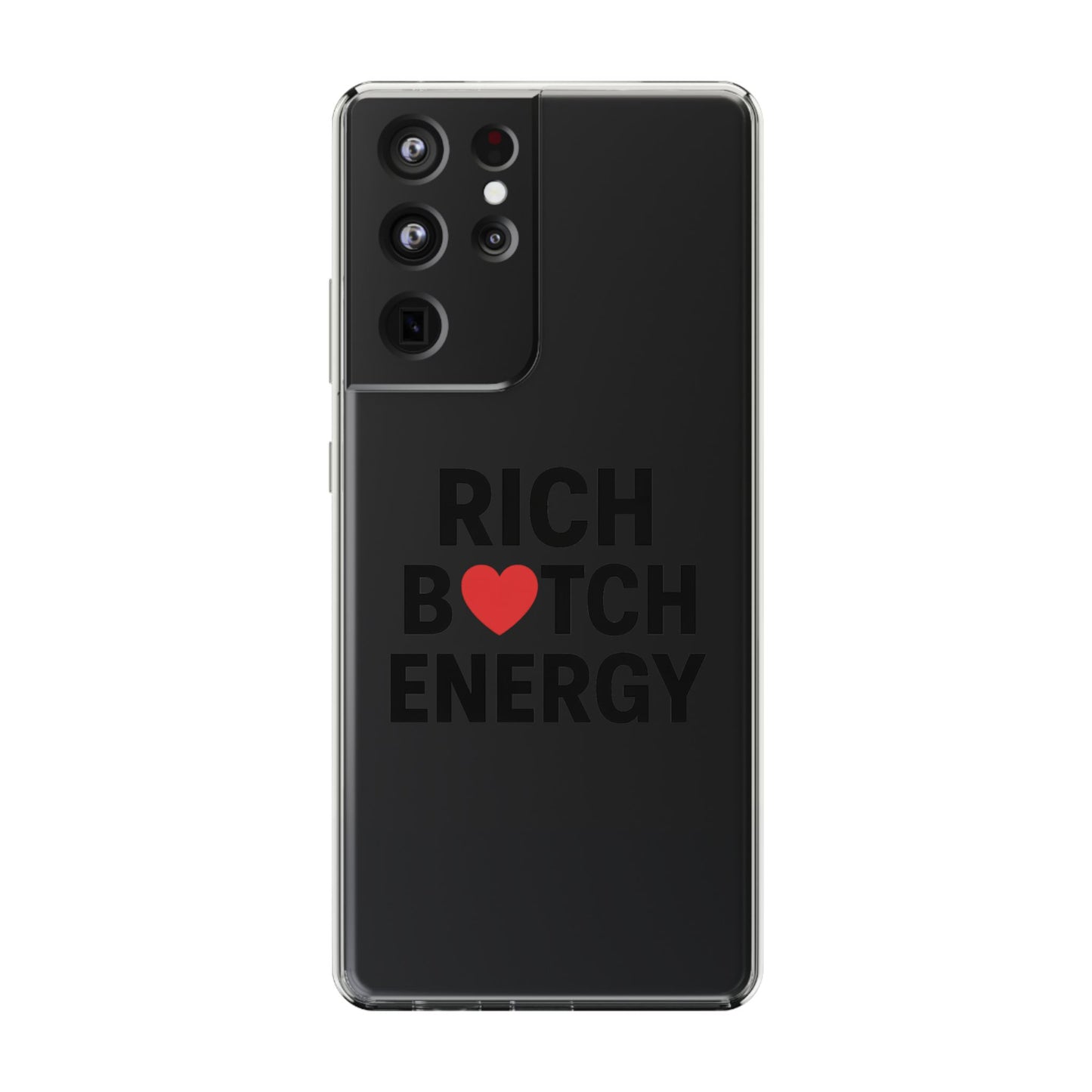 rich bitch energy clear phone case for confident individuals - stylish protection with shock-absorbing materials and scratch-resistant design for everyday use