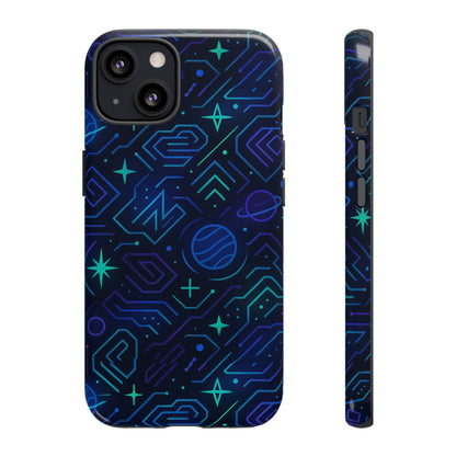 Vibrant Space Design Protective Phone Case in Blue and Green 3D Wrap for Stylish Protection Compatible with iPhone 13, 14, 15 & 16 – All Models Including Pro, Pro Max & Plus
