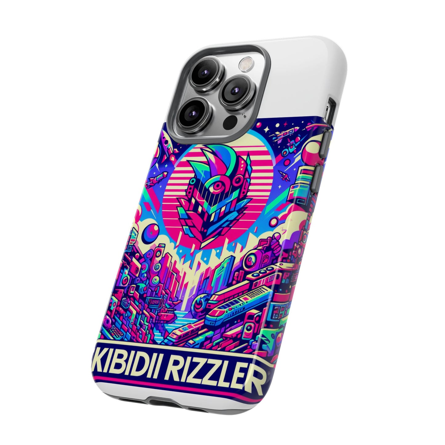 skibidi rizzler protective phone case with 3d wrap design, shock absorbing tpu silicone, uv protected, ideal gift for anime and comic culture fans