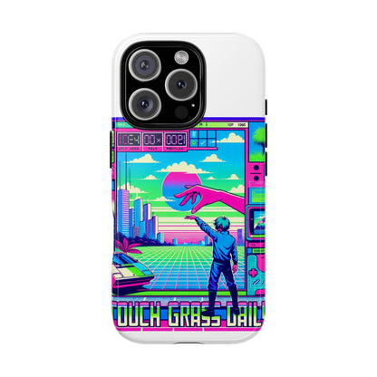 Touch Grass Daily 3D Wrap Protective Phone Case for Smartphones, Durable Shock Absorption, UV Protected, Unique Anime Design, Fun Gift for Tech Enthusiasts