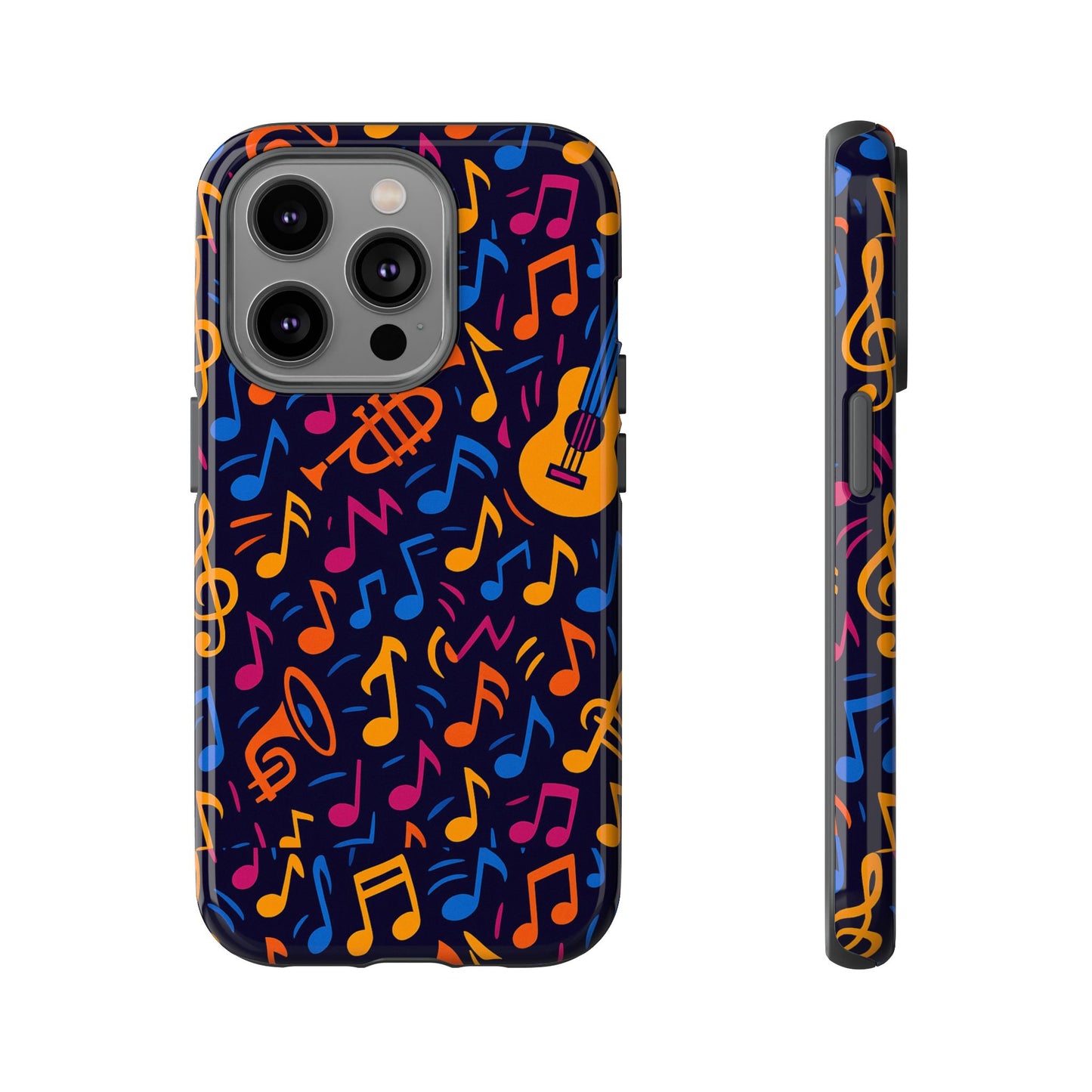 multicolour music themed protective phone case with 3d design for stylish protection – compatible with iphone 13, 14, 15 & 16 – all models including pro, pro max & plus