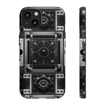 Pattern Image 4 Vibrant Shockproof Phone Case for Anime and Comic Fans, Geometric Black and Silver Design, Durable Protective Cover Compatible with iPhone 13, 14, 15 & 16 – all models including Pro, Pro Max & Plus