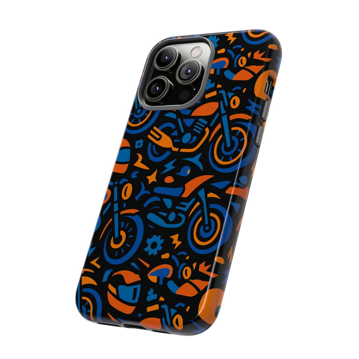 vibrant motorcycle phone case in multicolour design for stylish protection compatible with iphone 13, 14, 15 & 16 – all models including pro, pro max & plus