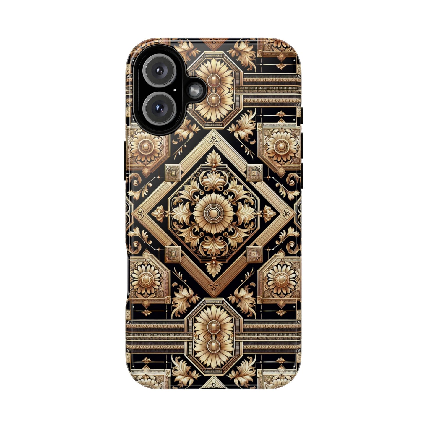 pattern image 1 vibrant shockproof phone case for anime and comic fans - stylish gold floral design for iphone 13-16 pro max plus