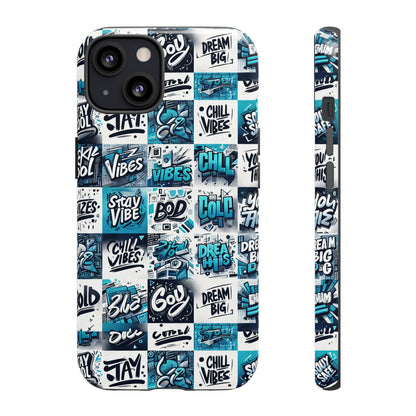 Vibrant 3D Wrap Phone Case in Blue with Playful Retro Design for Stylish Protection Compatible with iPhone 13, 14, 15 & 16 – all models including Pro, Pro Max & Plus