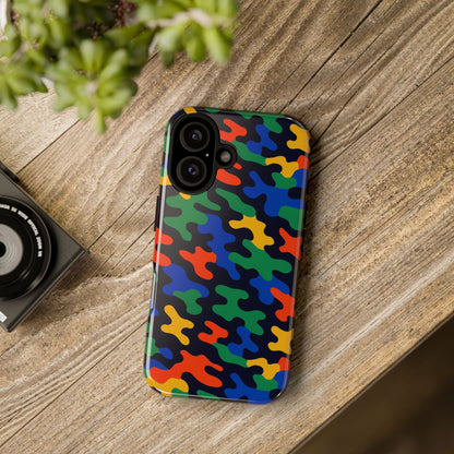 Multicolour Camouflage Protective Phone Case with 3D Wrap Design for Stylish Smartphone Protection Compatible with iPhone 13, 14, 15 & 16 – All Models Including Pro, Pro Max & Plus