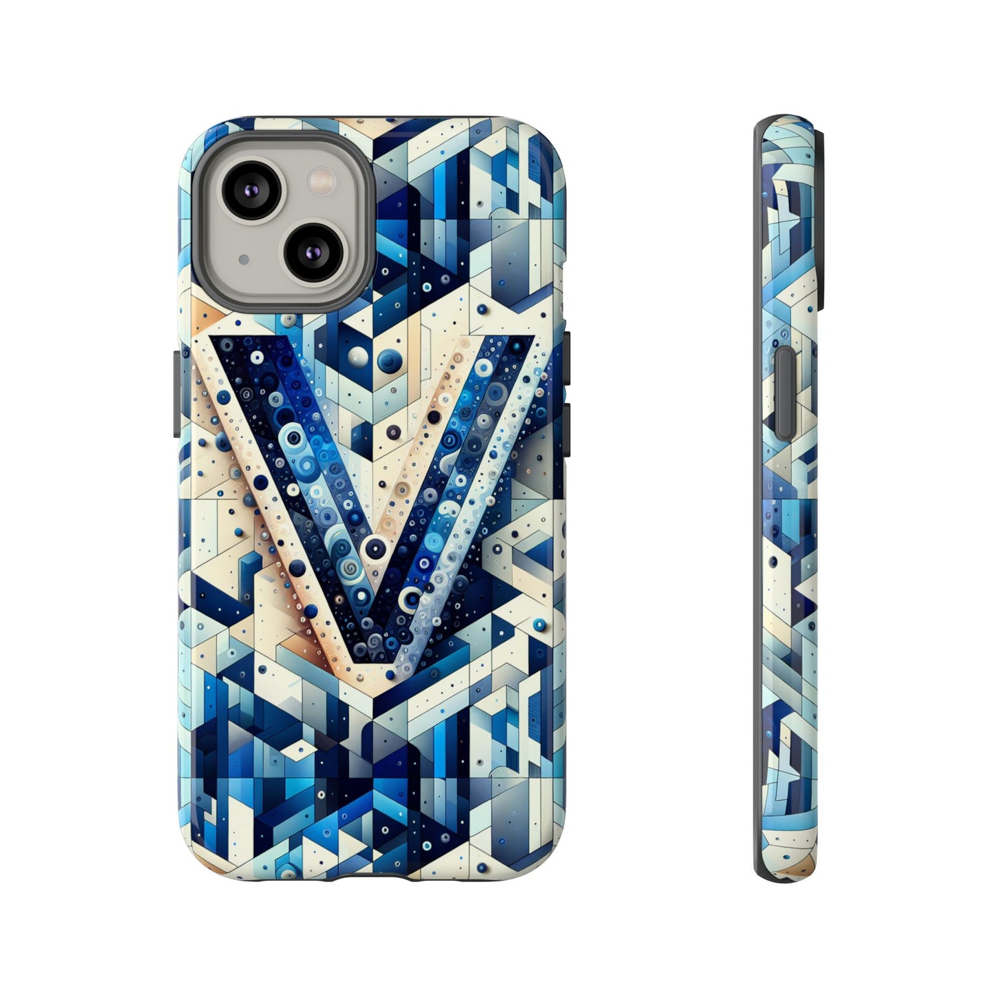 blue alphabet v phone case for samsung and iphone shockproof protective cover with 3d wrap design and uv resistance