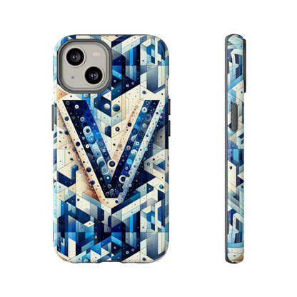 Blue Alphabet V Phone Case for Samsung and iPhone Shockproof Protective Cover with 3D Wrap Design and UV Resistance