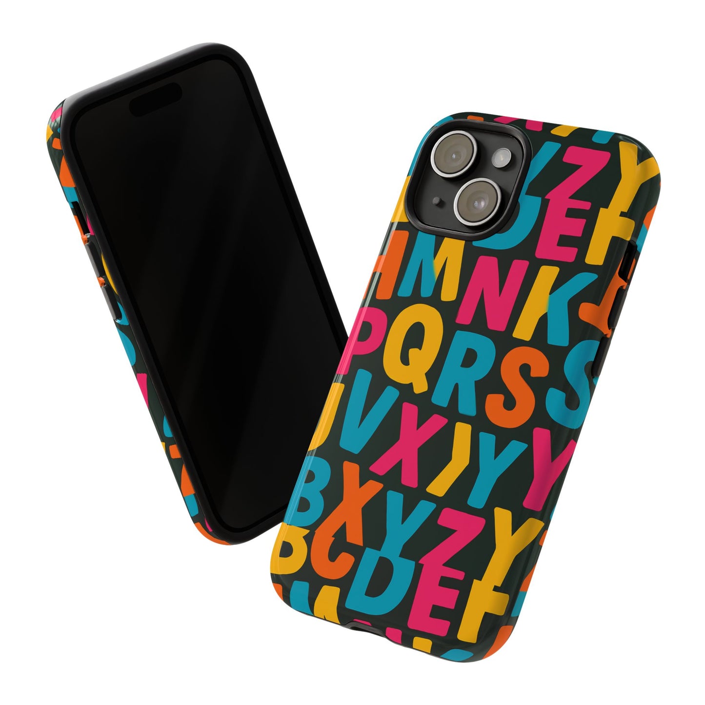 multicolour 3d alphabet wrap protective phone case for unique style and vibrant protection compatible with iphone 13, 14, 15 & 16 – all models including pro, pro max & plus