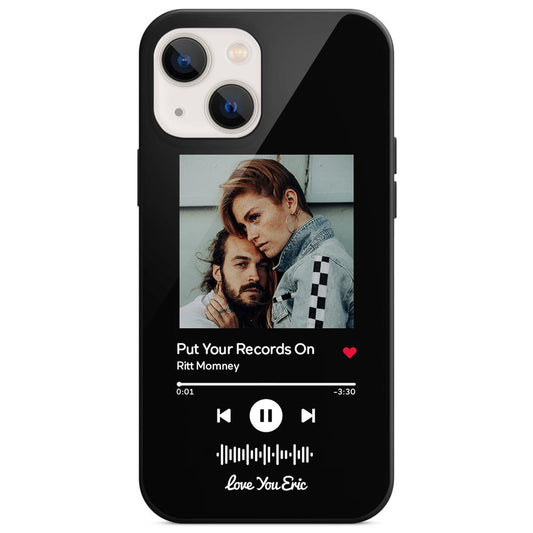 Custom Scannable Music Code Glass iPhone Cases with Picture for iPhone Series, Slim Lightweight Design, Anti-Drop Protection, Easy Clean, Wireless Charging Compatible