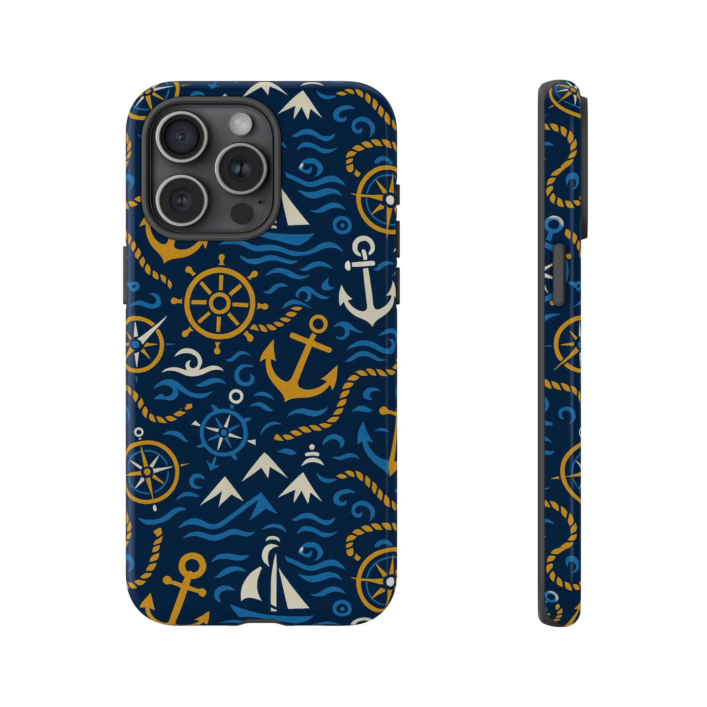 vibrant nautical blue phone case with 3d anchor design for stylish protection compatible with iphone 13, 14, 15 & 16 – all models including pro, pro max & plus