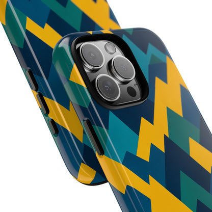 Vibrant Geometric Mountain Design Protective Phone Case for Unique Style and Durable Protection Compatible with iPhone 13, 14, 15 & 16 – all models including Pro, Pro Max & Plus