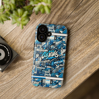 Vibrant 3D Wrap Protective Phone Case in Retro Blue Aesthetic for Stylish Protection Compatible with iPhone 13, 14, 15 & 16 – All Models Including Pro, Pro Max & Plus