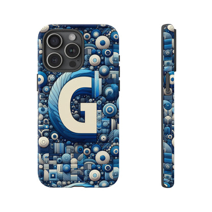 Blue Alphabet G Phone Case for iPhone and Android Shockproof Protective Cover with 3D Wrap Design and UV Protection