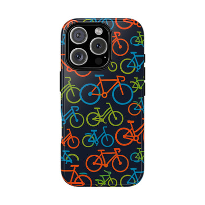 Multicolour Bicycle Print Protective Phone Case for Smartphones – Vibrant Style and Trendy Accessory Compatible with iPhone 13, 14, 15 & 16 – all models including Pro, Pro Max & Plus
