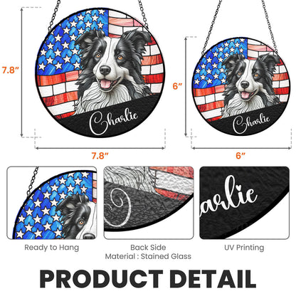Portrait Dog America - Custom Stained Glass Window Suncatcher for Home Decor