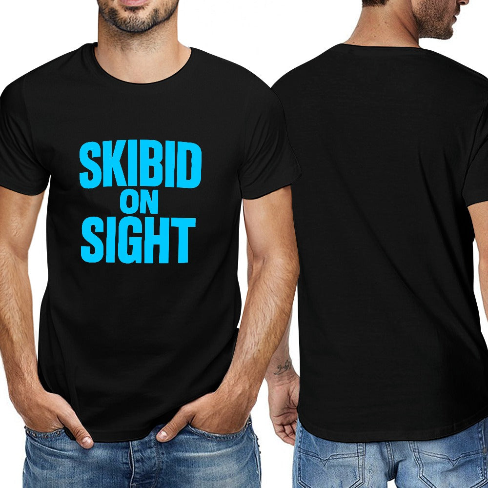 2025 150g men's short sleeve t-shirt skibid on sight casual cotton tee