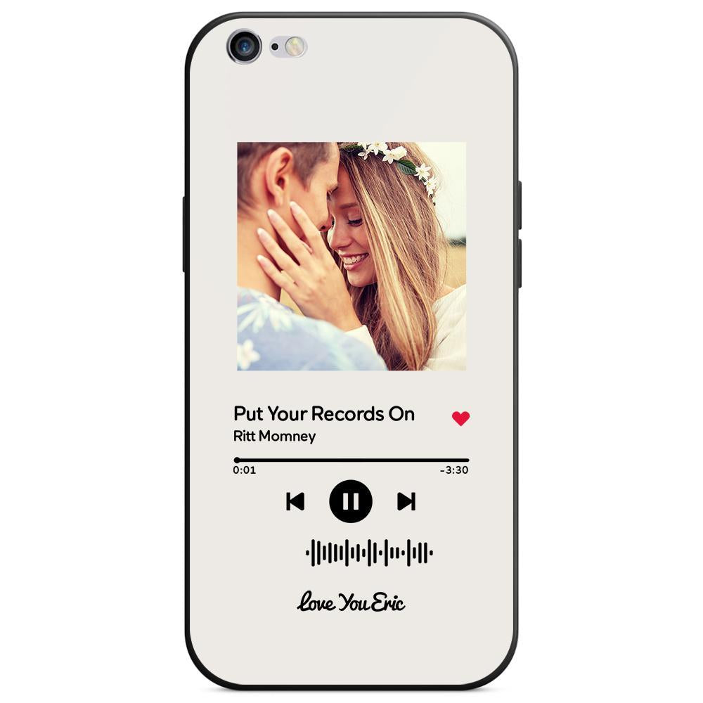 custom scannable music code glass iphone cases with picture for iphone series, slim lightweight design, anti-drop protection, easy clean, wireless charging compatible