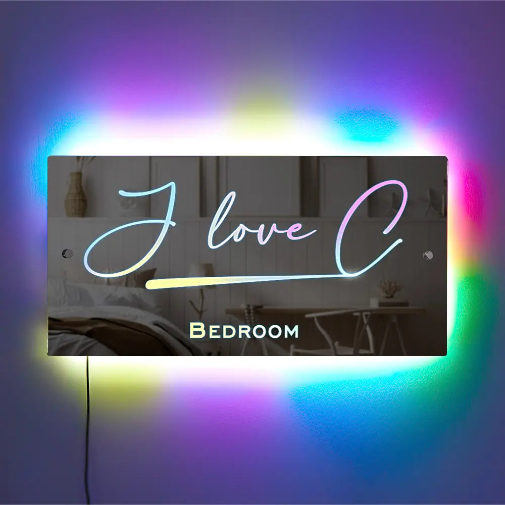 hot sale personalised name mirror - light up mirror for kids bedroom, led acrylic safety mirror with remote control and chrome wall mounting